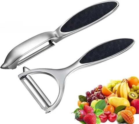 Paslanmaz Çelik Meyve ve Sebze Soyucu 2'li Set – Kaymaz Sap, Keskin Bıçak, Kolay Kullanım