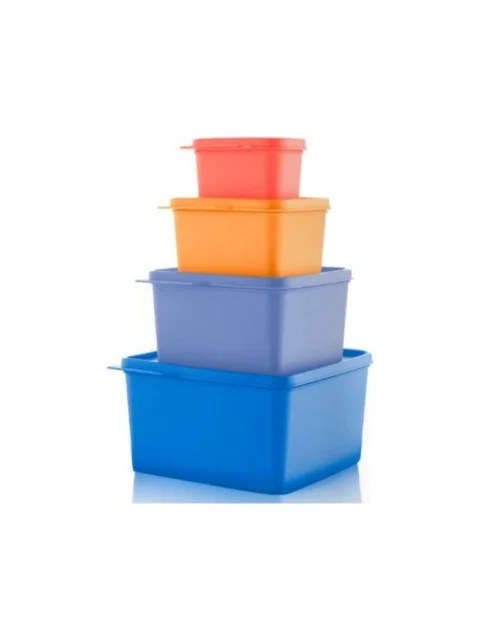 Tupperware Square Storage Container 4-Piece Set – Airtight and Durable