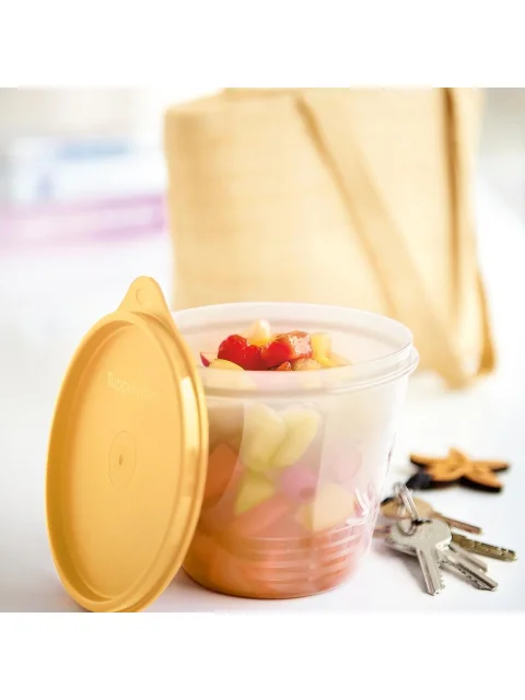 Tupperware Saklama Kabı 800 ml Sarı Kapaklı – Hava Geçirmez ve Sızdırmaz Gıda Kabı