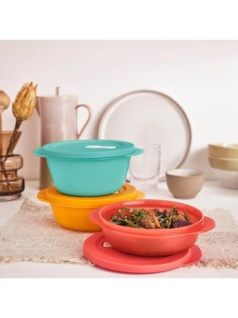 Tupperware Mikro Oval Kap 3’lü Set – Pratik & Dayanıklı Mikrodalga Kapları!