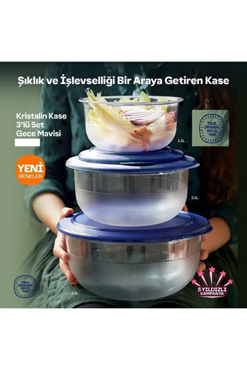 Tupperware Kristalin 3 lü Set Gece Mavisi