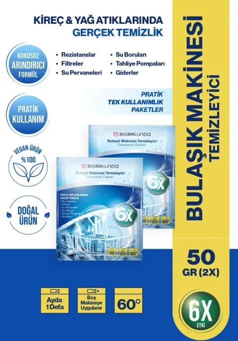 BioBellinda Bulaşık Makinesi Temizleyici 50 gr x 2