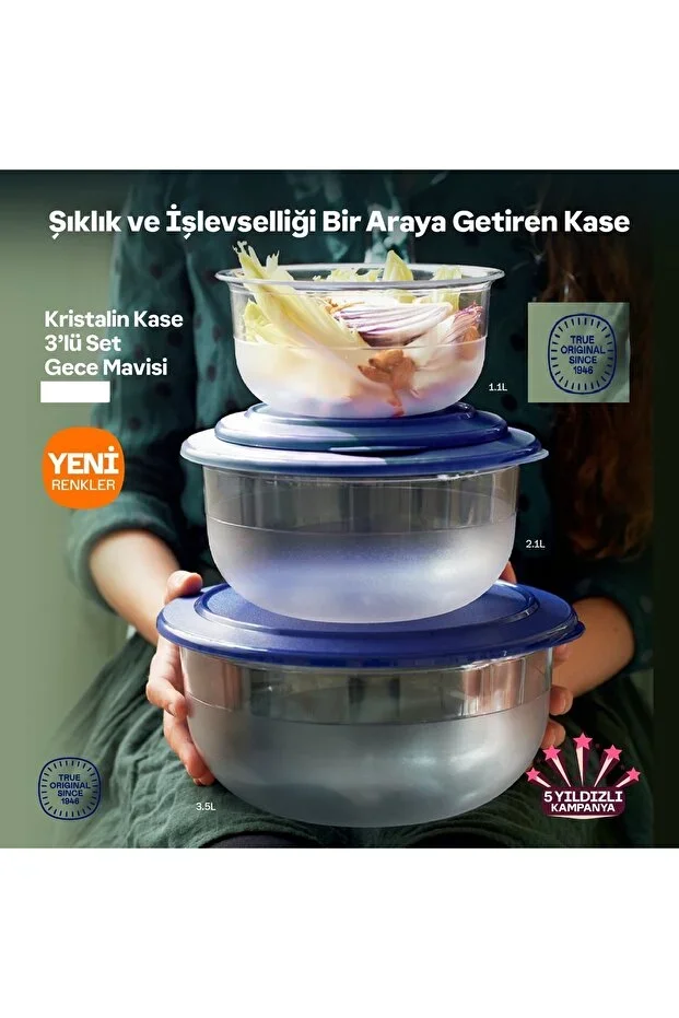 Tupperware Crystal Set of 3 Night Blue