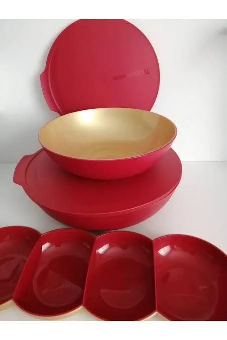 Tupperware Berrak Set 3 lü Gold Kırmızı Saklama ve Servis Seti 3