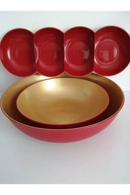 Tupperware Berrak Set 3 lü Gold Kırmızı Saklama ve Servis Seti