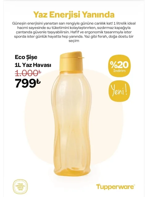 Tupperware Eco Şişe 1 Litre Yaz Havası