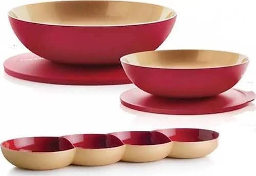 Tupperware Berrak Set 3 lü Gold Kırmızı Saklama ve Servis Seti