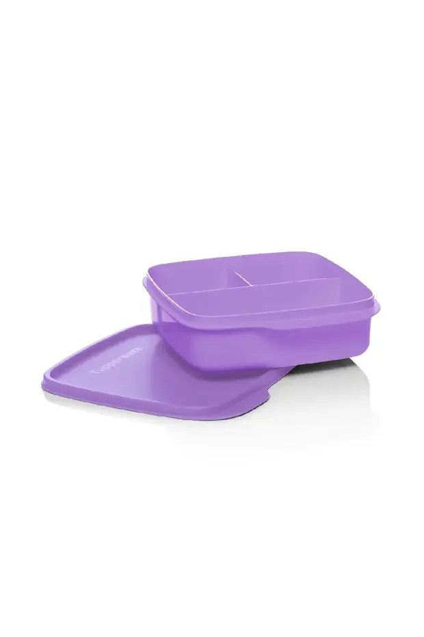 Tupperware Bölmeli Beslenme Kutusu Kare 550 ml Mor Bölmeli Sefer Tası